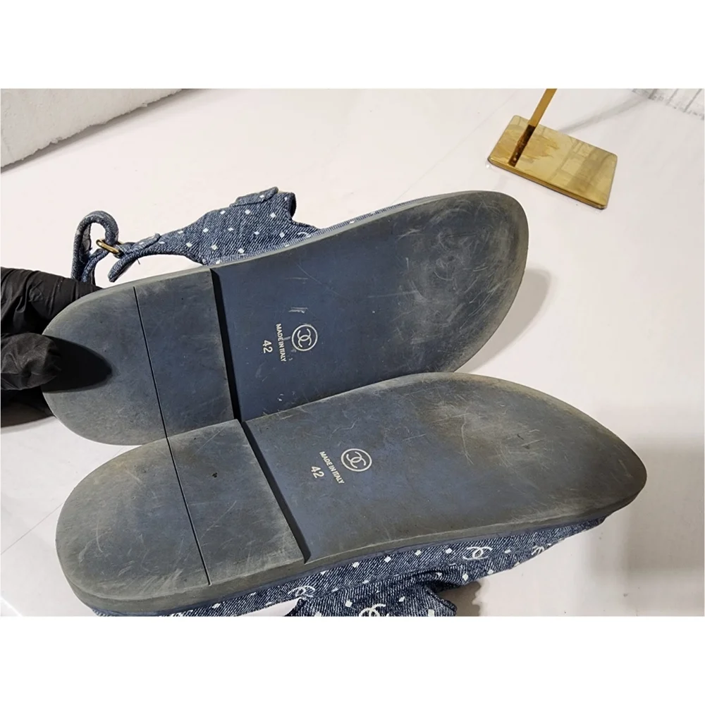 Chanel Denim Dad Interlocking Slingback Sandals Blue